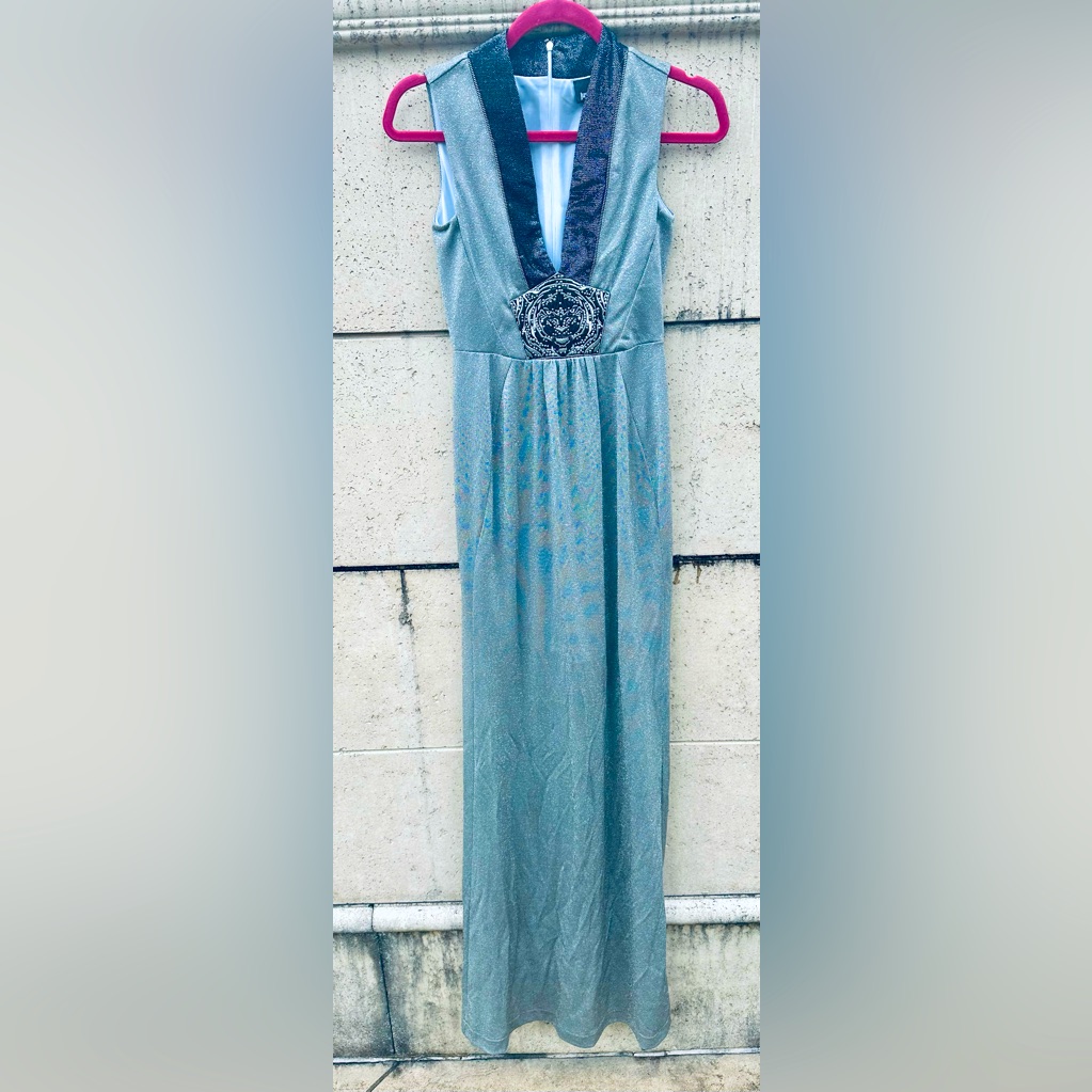 Just Cavalliroberto Cavalli It 40Us 4 Silver Maxi Dress Tiger Logo Nwt